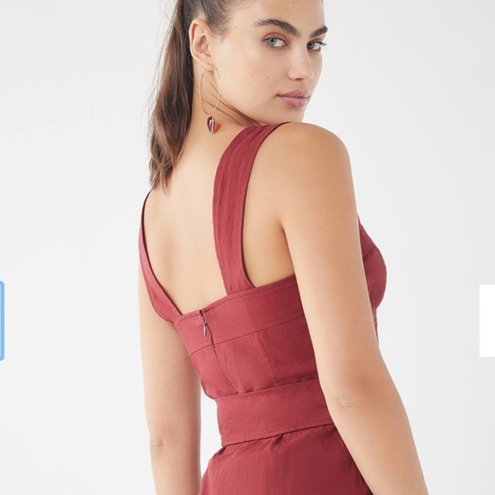 🌹 Urban Outfitters Red Belted Linen Dress - Sz Small